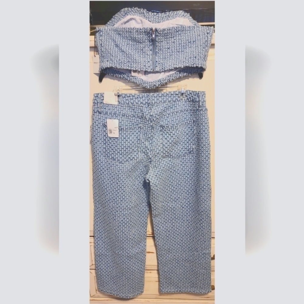 Denim pants and bustier top set - Picture 2 of 3